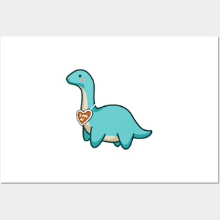 Cute dino, Gingerbread Long Neck, Dinosaurus. Posters and Art